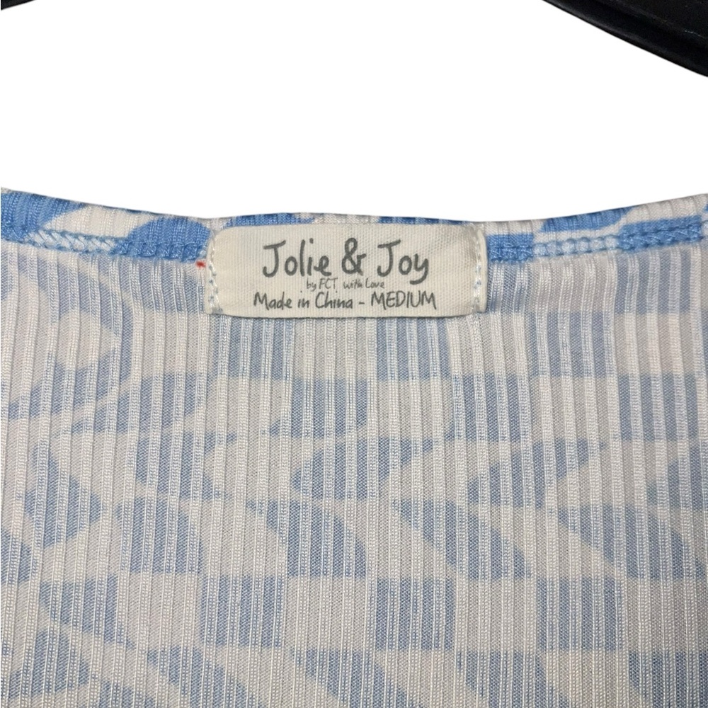 Jolie & Joy Blue and White Checkered Women's Crop Top - Picture 3 of 3